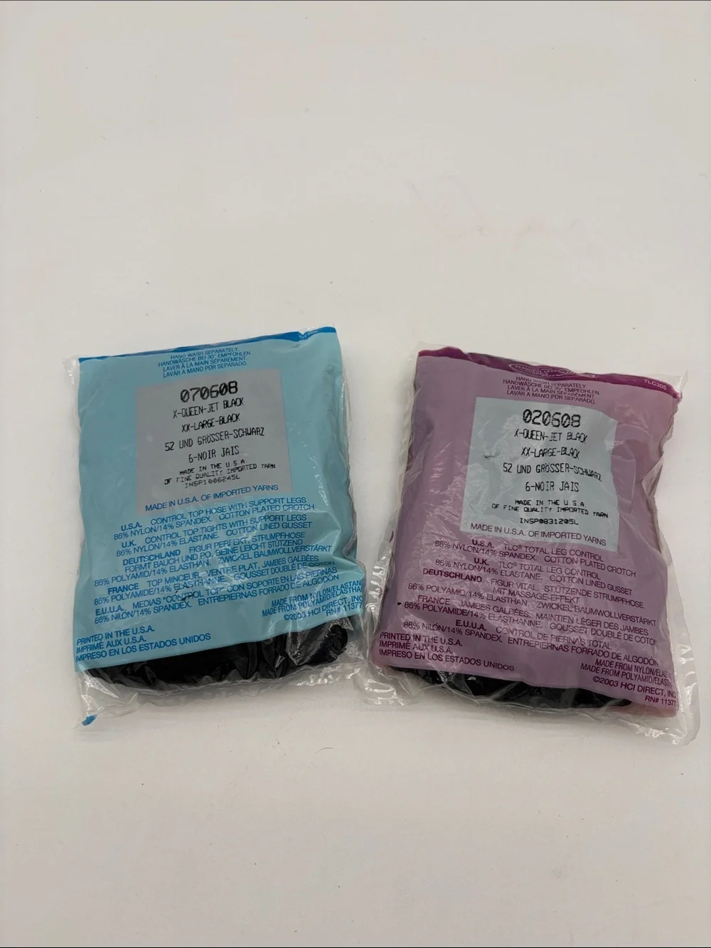 Lot of 2 Vintage Deadstock Silkies Black Pantyhose Plus Size XXL